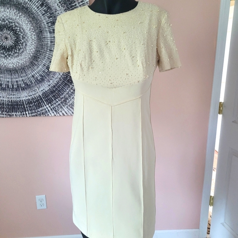 Fendi Elegant Cream Beaded Dress Vintage